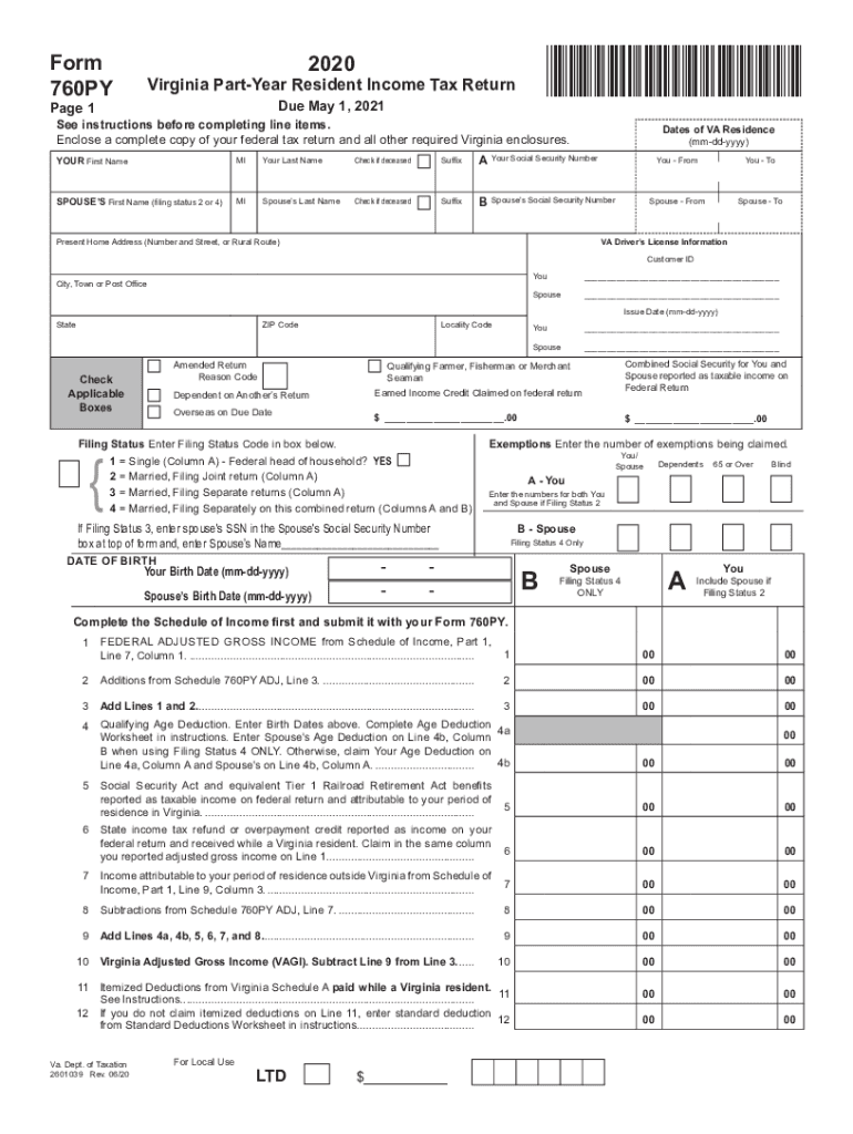  Virginia Form 760Py Instructions ESmart Tax 2020
