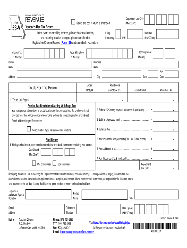  Missouri Form 53 V 2020-2024