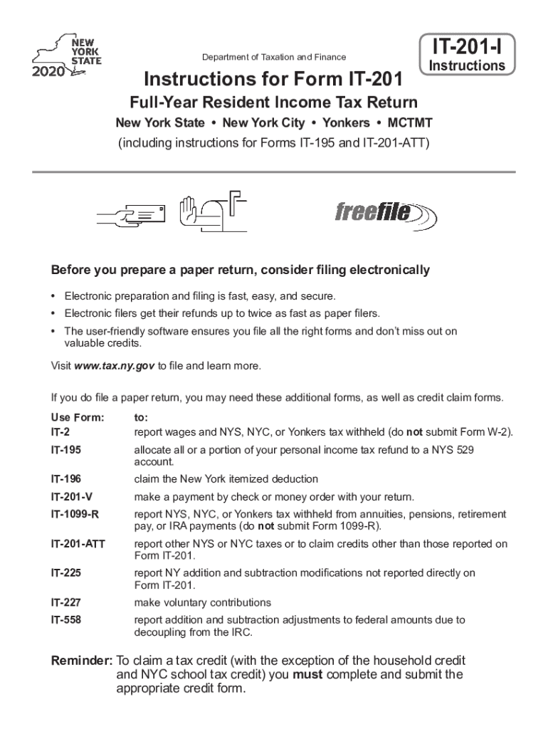  Instructions for Form it 201 Full Year Resident Income Tax Return Tax Year 2020