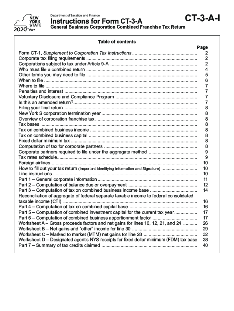  Instructions for Forms CT 3 A, CT 3 AATT, and CT 3 AB General Business Corporation Combined Franchise Tax Return Tax Year 2020