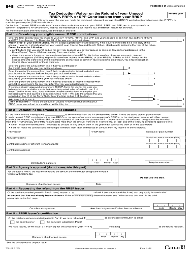  Tax Deduction Waiver on the Refund of Your Canada Ca 2020-2024