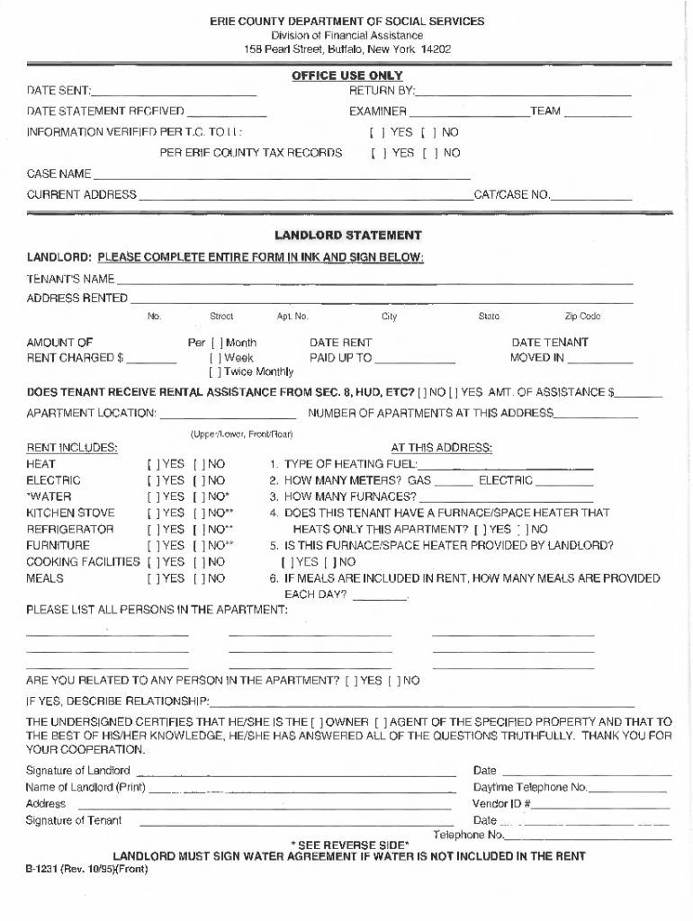 Landlord Statement Erie County  Form
