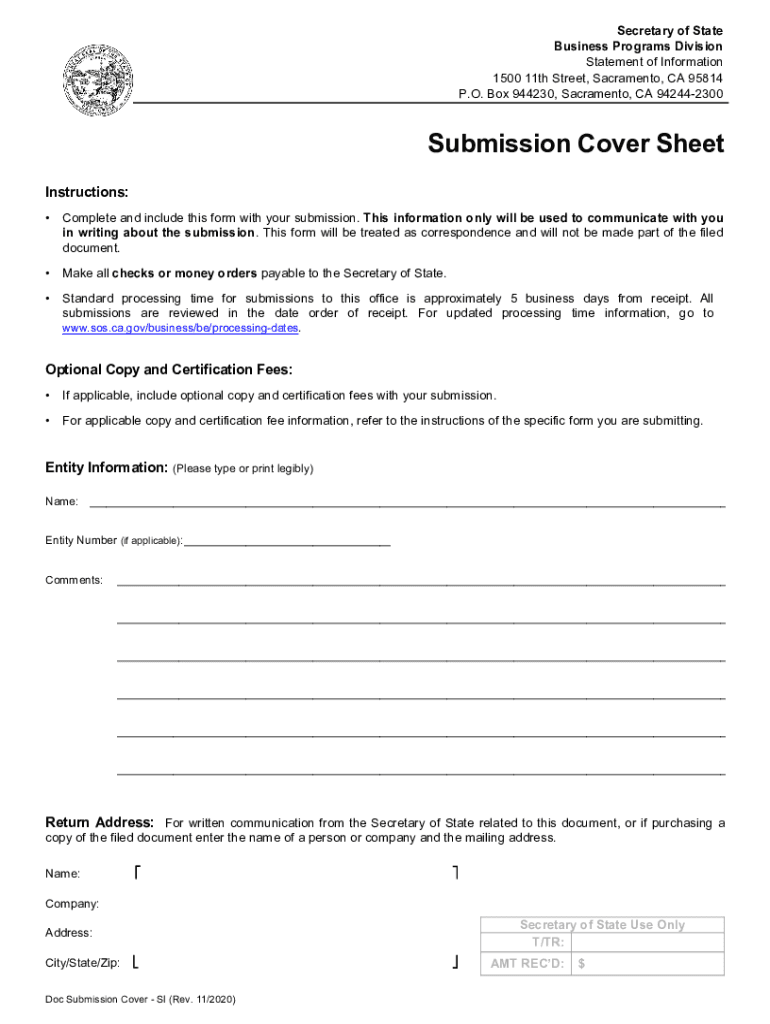  Every California Stock, Agricultural Cooperative and Registered Foreign Corporation Must File a Statement of Information with 2020-2024