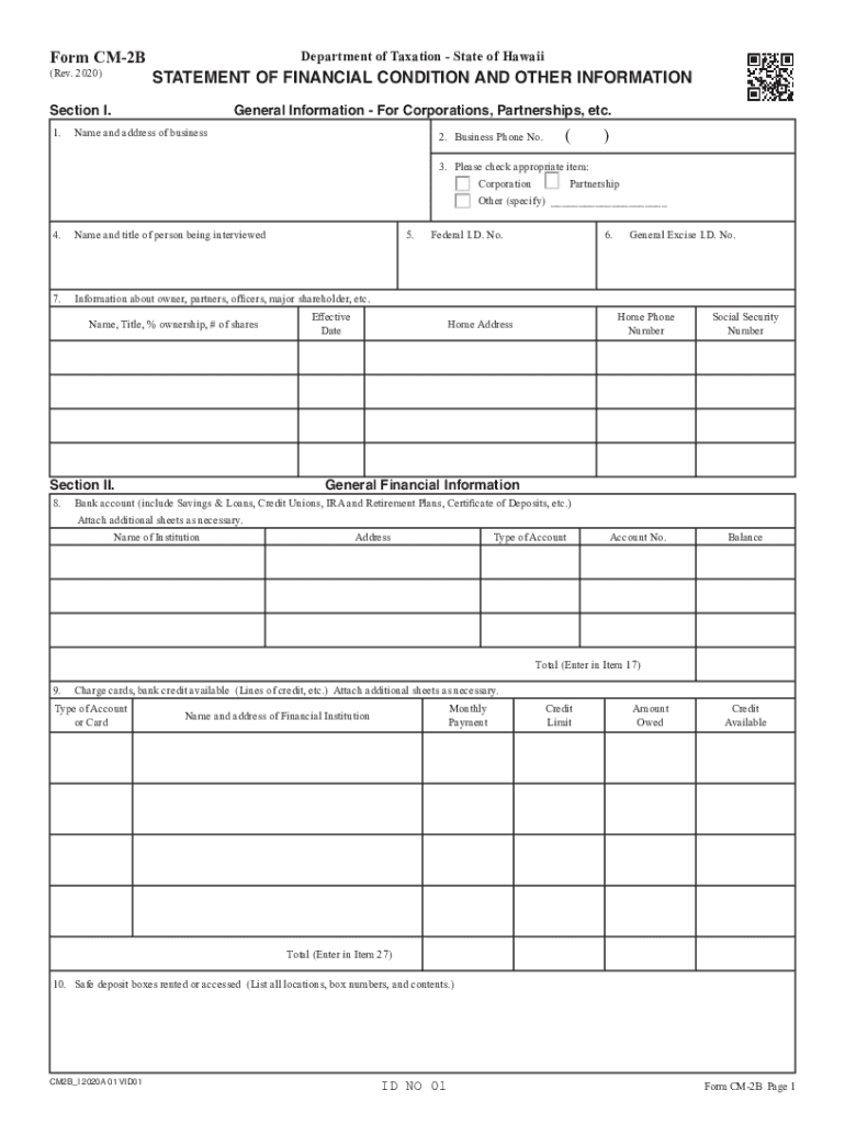  Form CM 2B, Rev , Statement of Financial Hawaii Gov 2020-2024