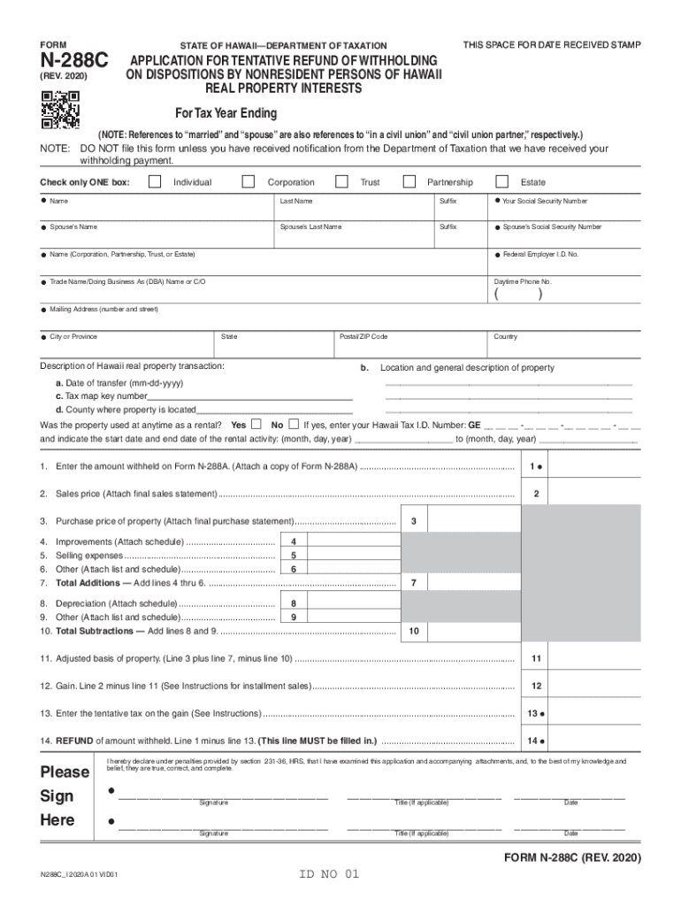  Form N 288C, Rev , Application for Hawaii Gov 2020
