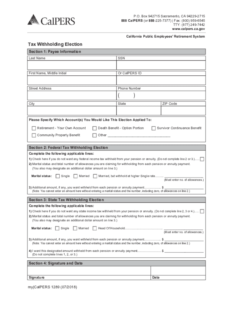  Tax Withholding Election Tax Withholding Election 2018-2024