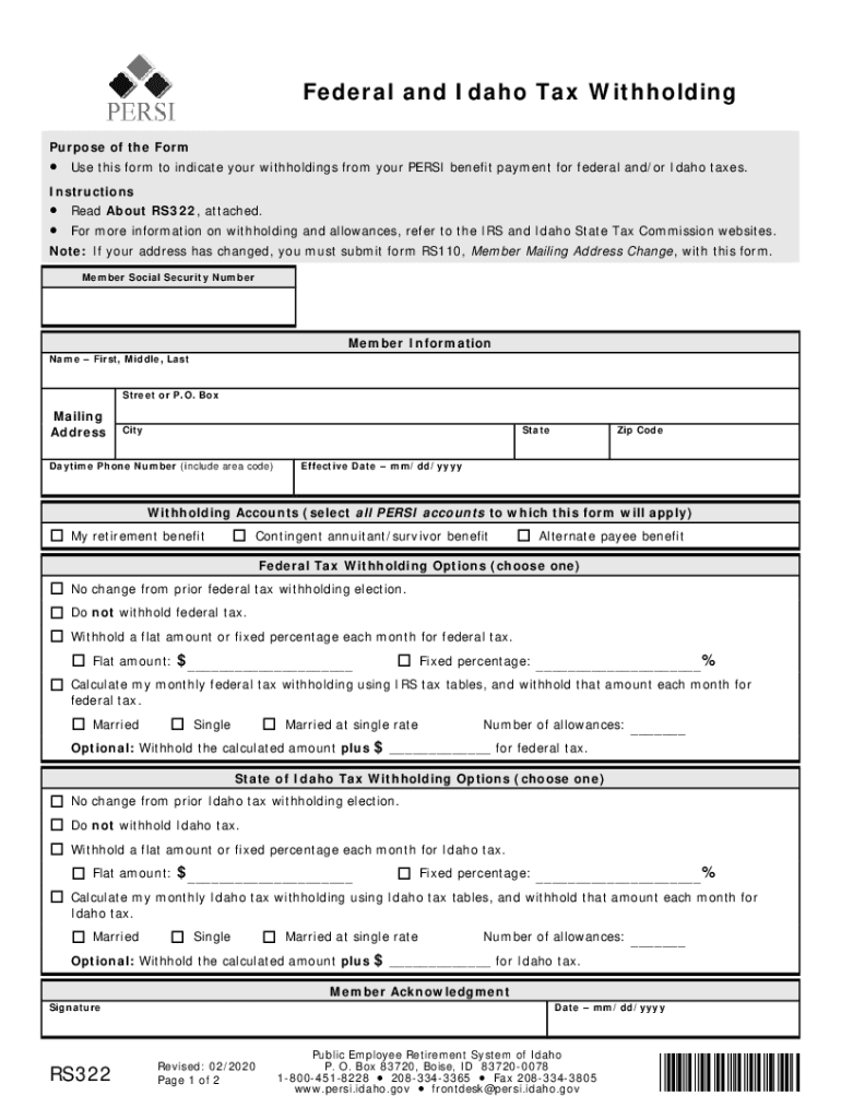 Federal & Idaho Tax Withholding Form Fill Out and Sign Printable PDF