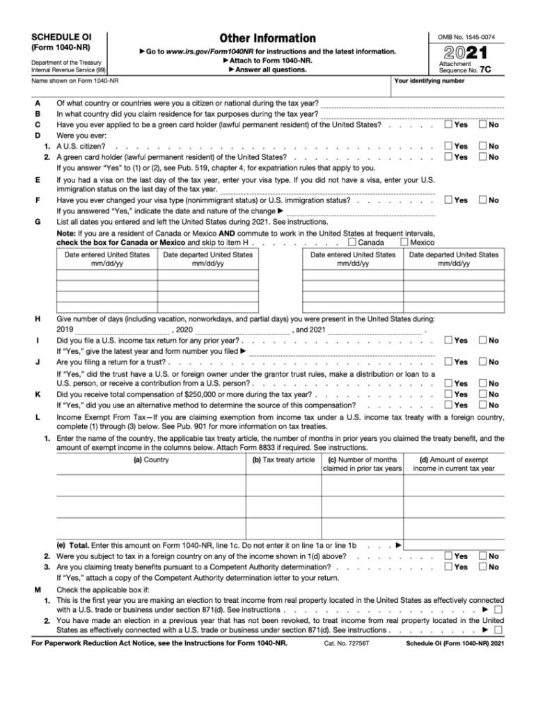 1040 Nr Schedule Oi Form Fill Out And Sign Printable Pdf Template