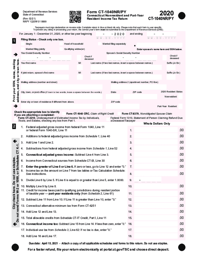  to Prevent Any Delay in Processing Your Return, the Correct Years Form Must Be Submitted to the Department of Revenue Services D 2020