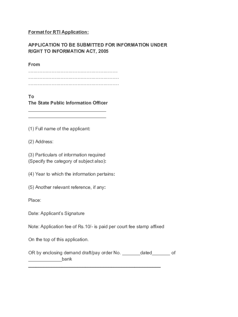 Kerala Rti Application Form