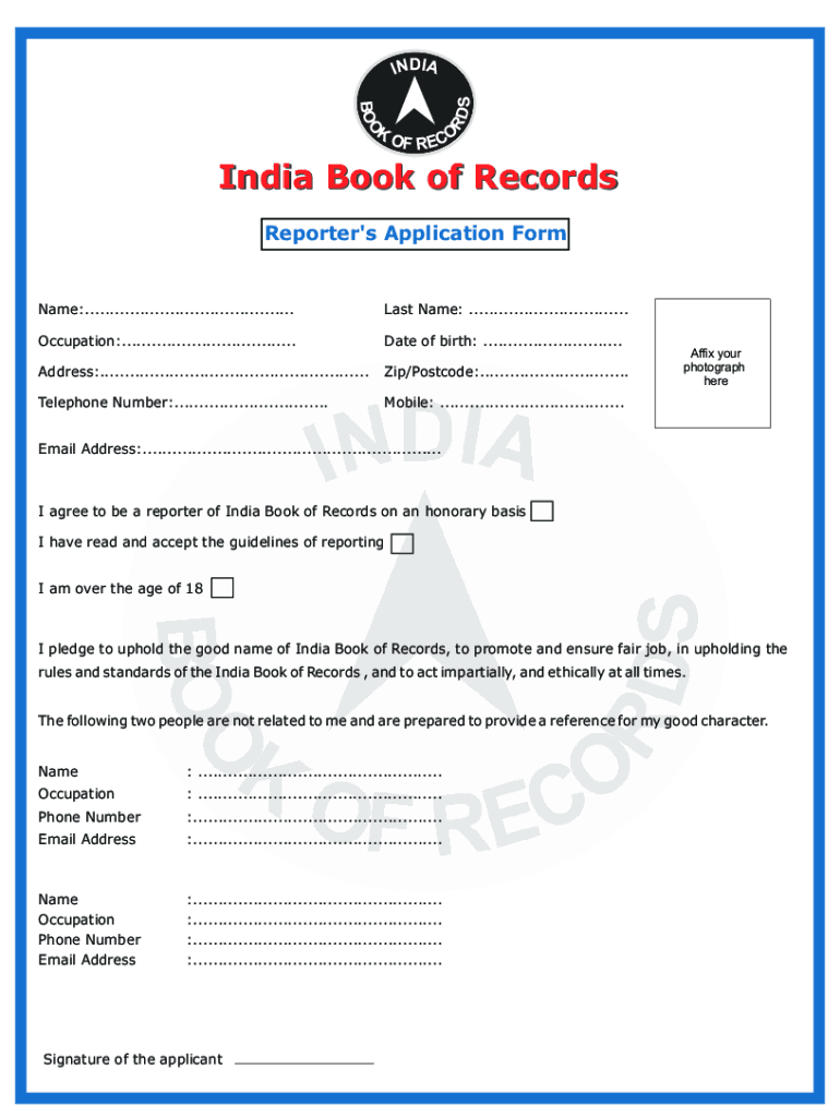 India Book of Records Application Form