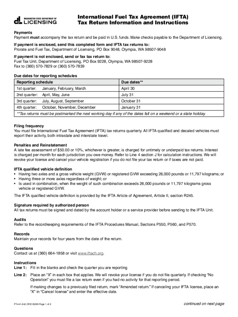 International Fuel Tax Agreement IFTA Tax Return Information and Instructions