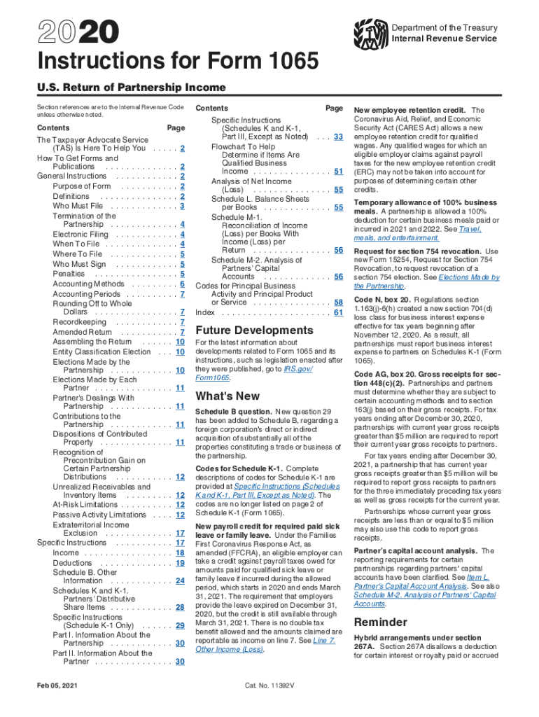  Instructions for Form 1065 Instructions for Form 1065 , U S Return of Partnership Income 2020