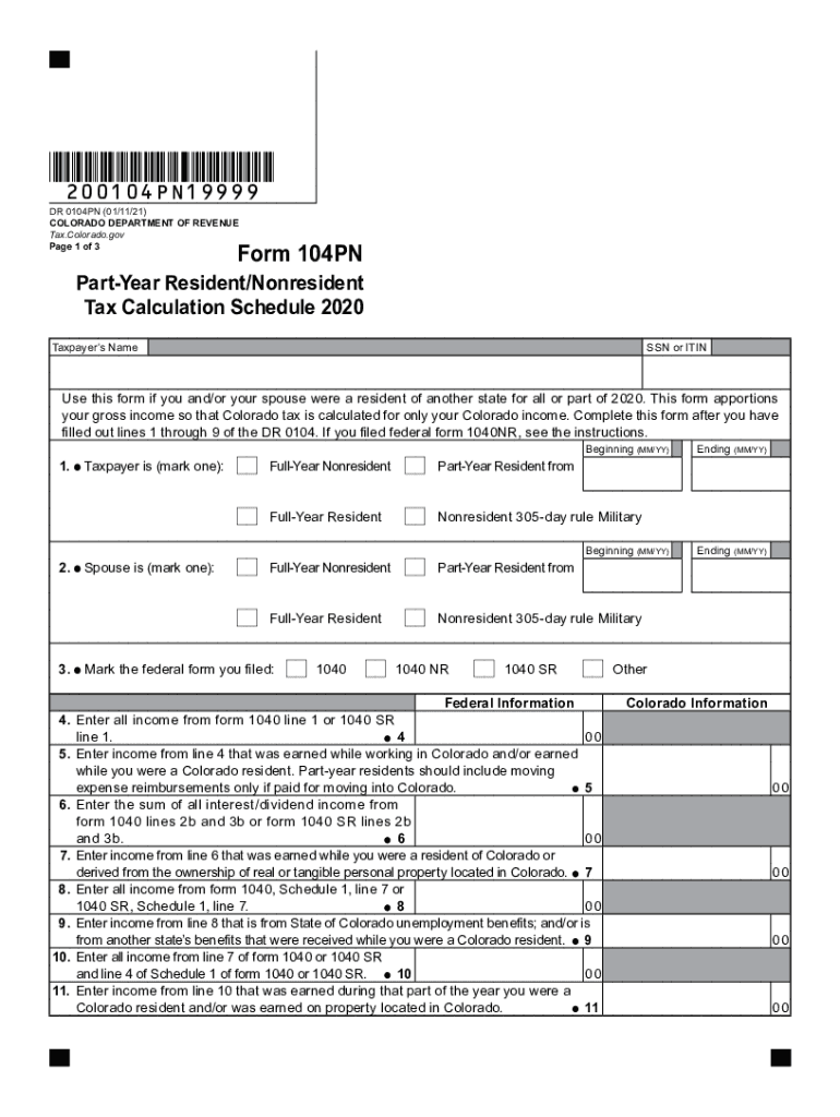 2021 Colorado Form 104PN