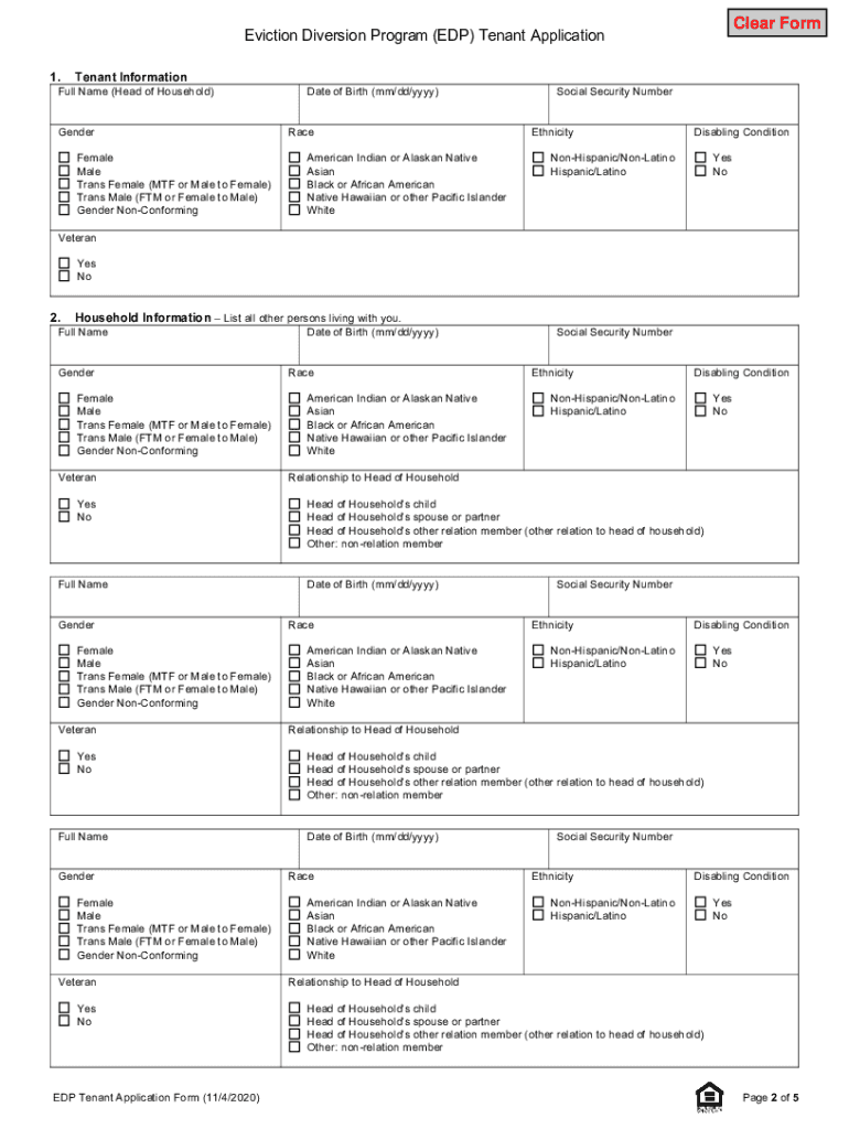 EVICTION DIVERSION PROGRAM EDP OwnerLandlord Application Form