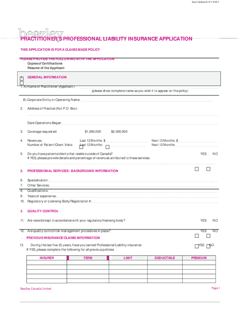  the INFORMATION BEING REQUESTED is for a CLAIMS MADE 2021-2024