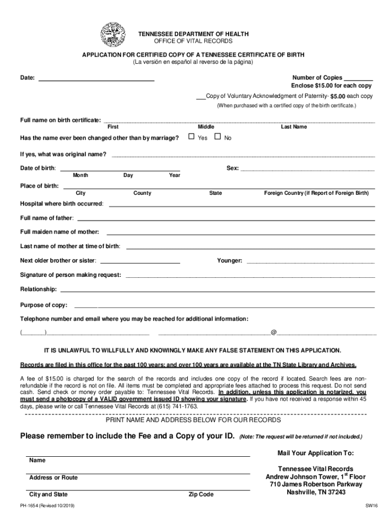 Copy of Voluntary Acknowledgment of Paternity $5  Form