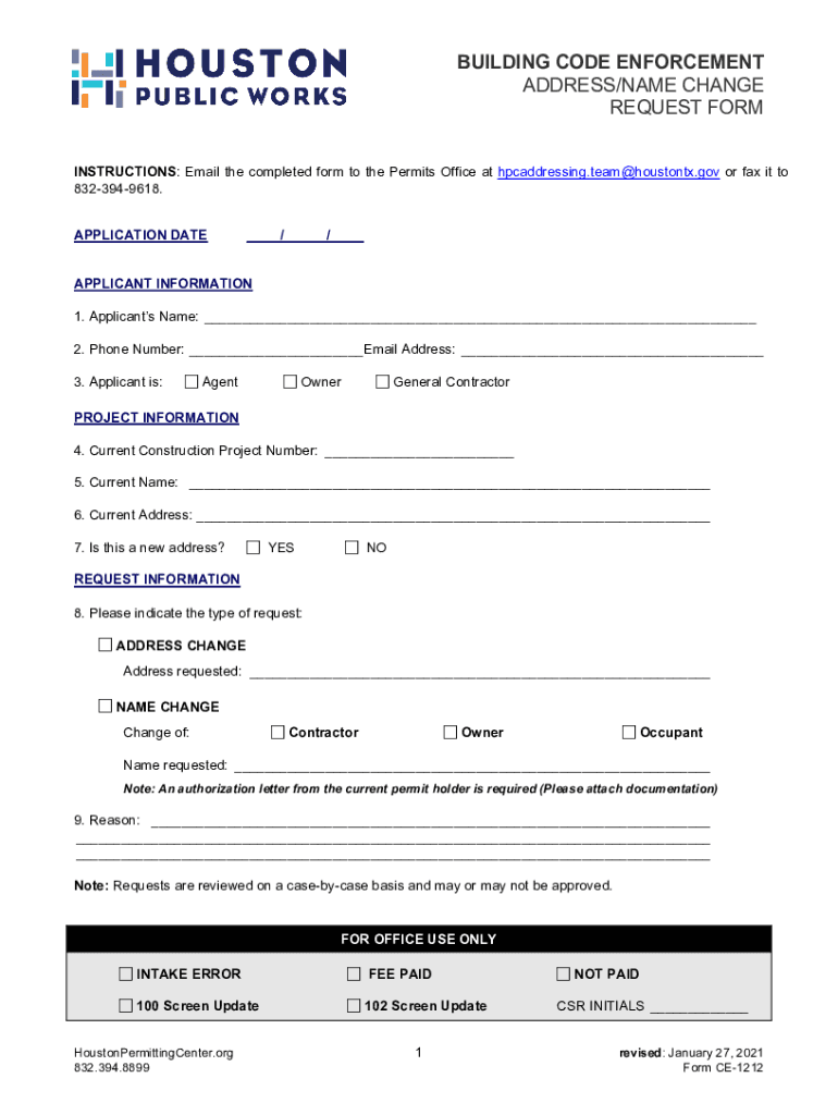  INSTRUCTIONS Email the Completed Form to the Permits Office at Hpcaddressing 2021