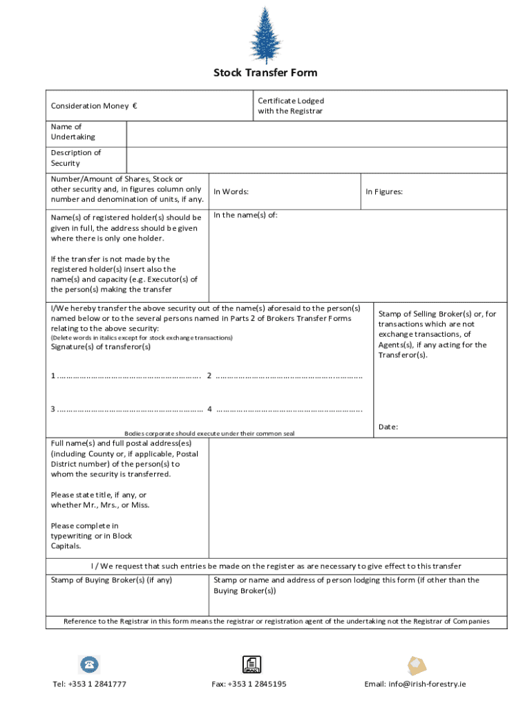 Ie Irish Stock Transfer  Form