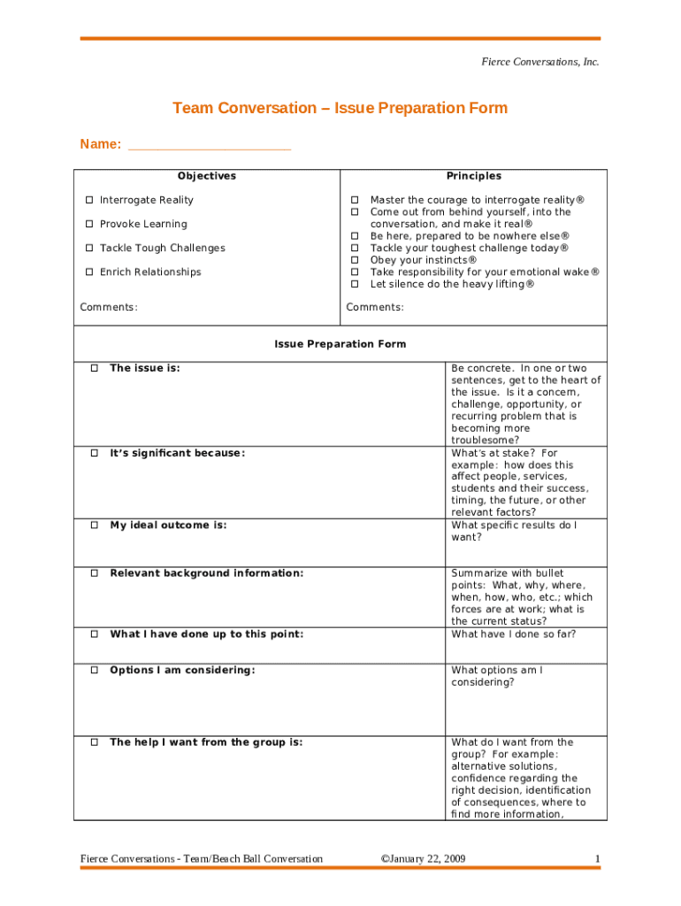 Fierce Conversations Template  Form