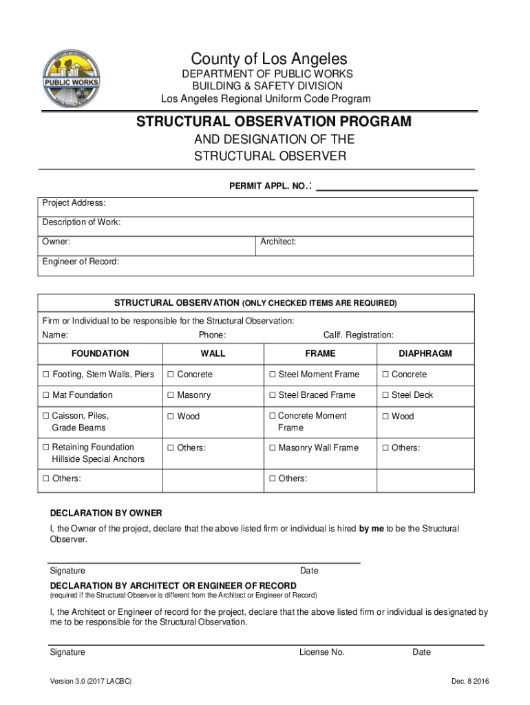  Structural Observation Program 2016-2024