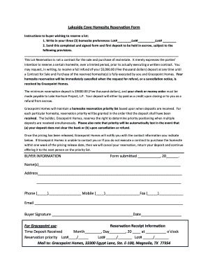 Download Your Lot Reservation Form Gracepoint Home