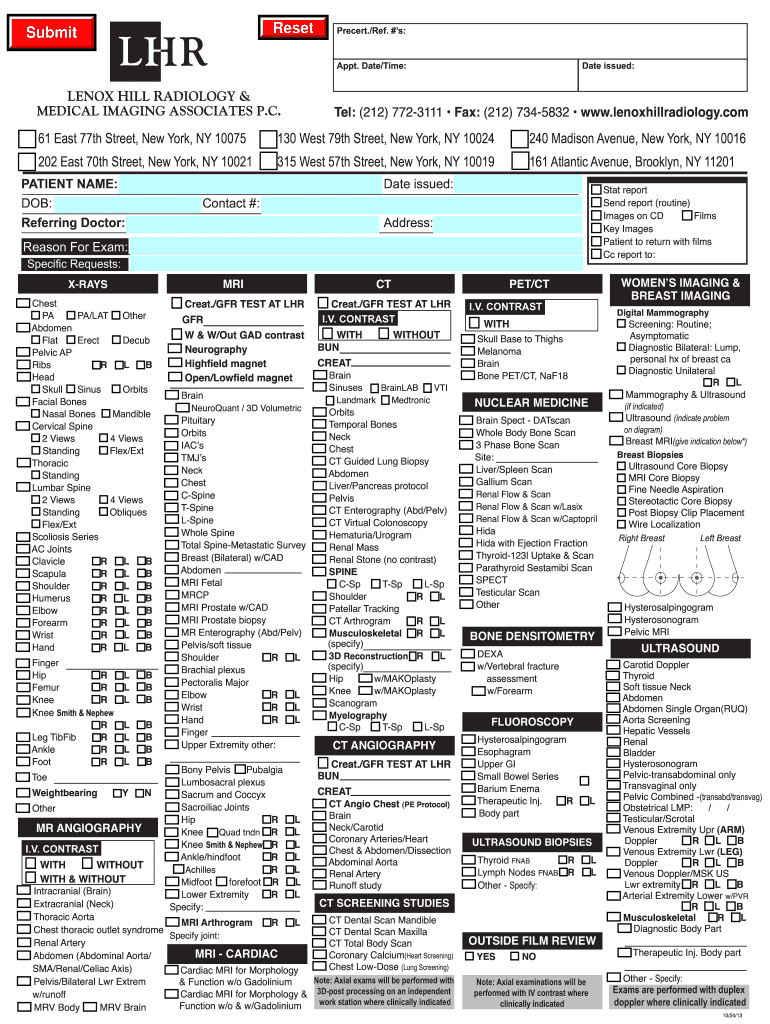 Lenox Hill Radiology Referral Form