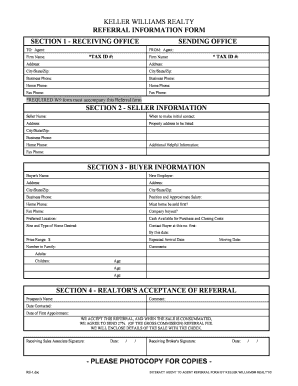 Keller Williams Referral Form PDF