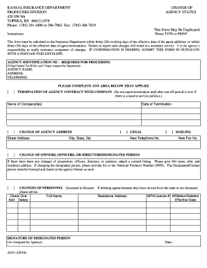 Kansas Ag11 Form