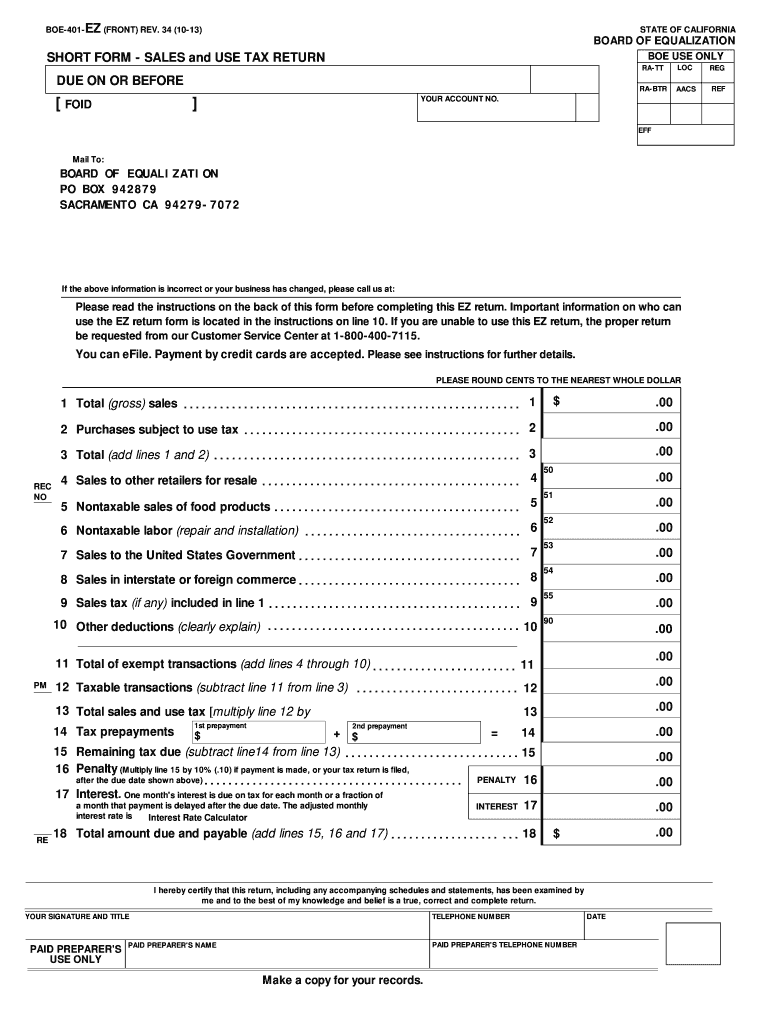  Boe 401 Ez  Form 2013