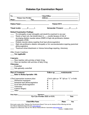 Diabetic Eye Exam Form