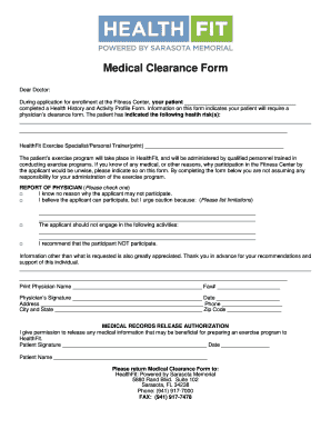 Health Clearance Form