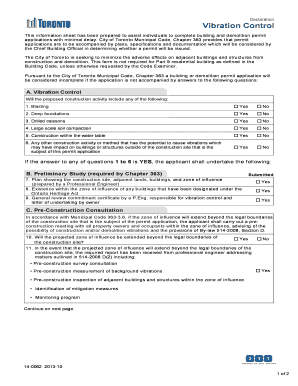 Vibration Control City of Toronto  Form