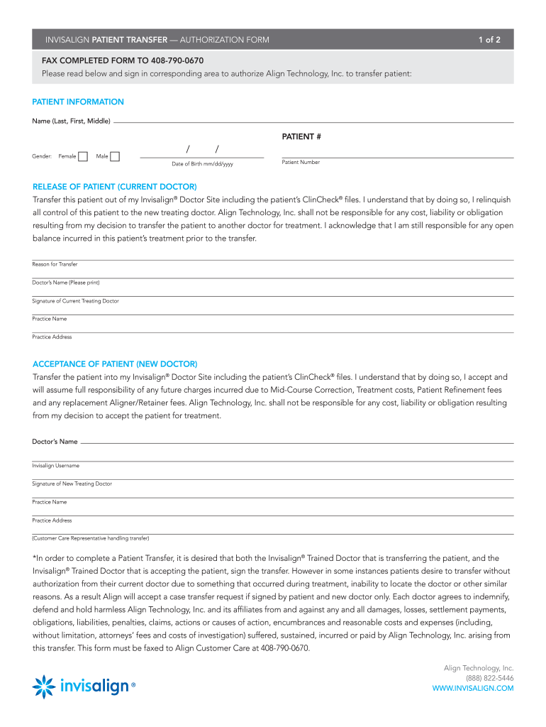 Invisalign Transfer Form