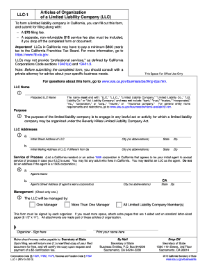Certificate of Organization California PDF  Form