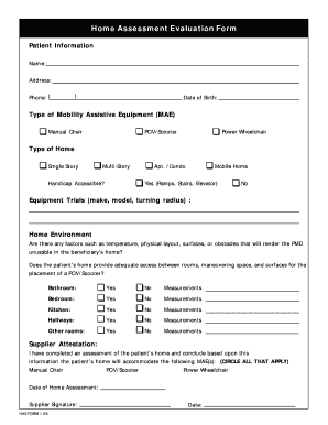 Home Assessment Evaluation  Form