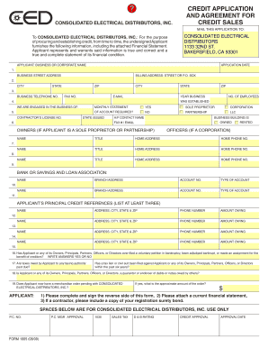 Form 1005 Credit Application Ced Greentech Bakersfield