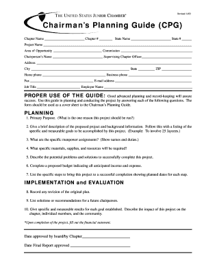 Chairmans Planning Guide CPG  Form