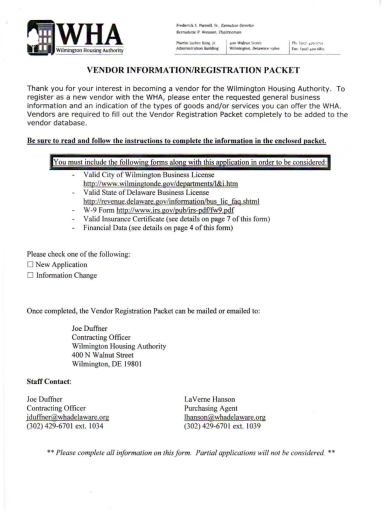 Access to E Procurement  Wilmington Housing Authority  Whadelaware  Form