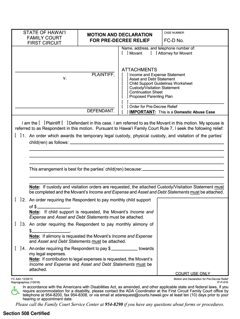 Motion Pre Relief  Form