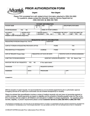 Advantek Prior Authorization  Form