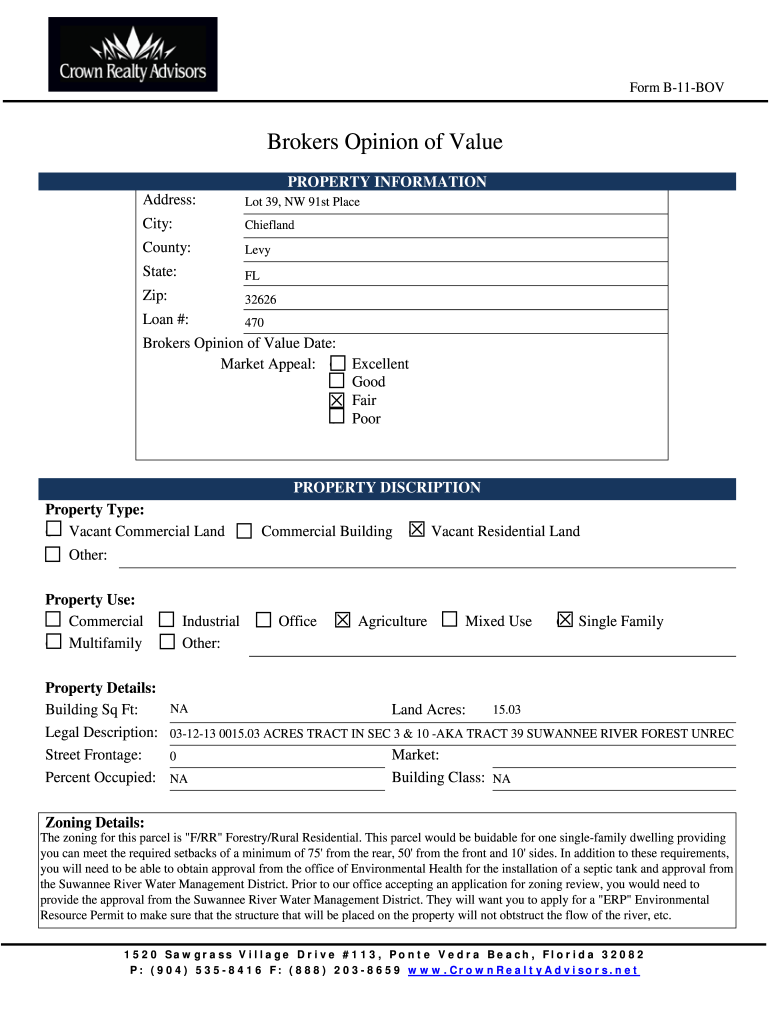 Brokers Opinion of Value Southeast Bank Properties  Form
