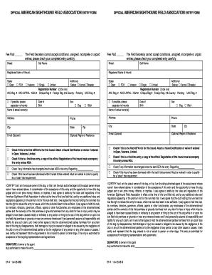 ASFA Entry Form American Sighthound Field Association Asfa