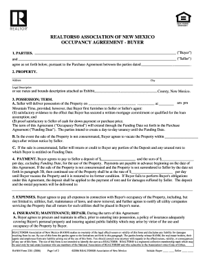 Realtors Association of New Mexico Occupancy Agreement  Form