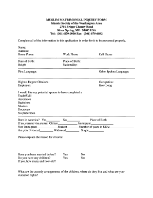 Matrimony Form PDF