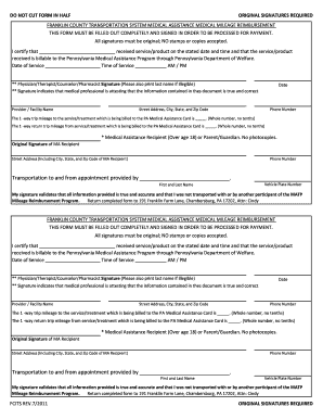 FCT Mileage Reimbursement Trip Form 7 11 Franklin County