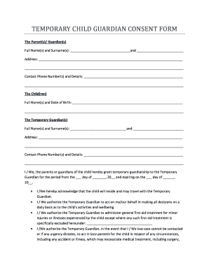 Child Guardian Consent Form