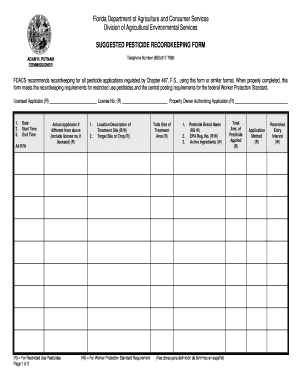 Pesticide Record Keeping Form