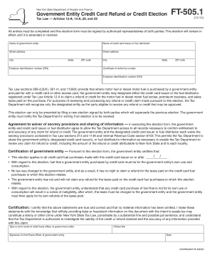 Form FT 505 11111Government Entity Credit Card Refund or Credit Electionft505 1 State