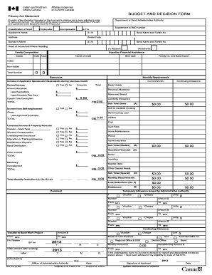 Budget and Decision Form 901 25